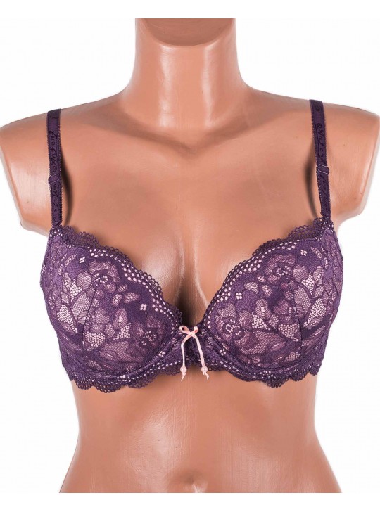 Бюстгальтер пуш ап з мереживною спинкою Anfen 2-013 фіолетовий 2-013-1