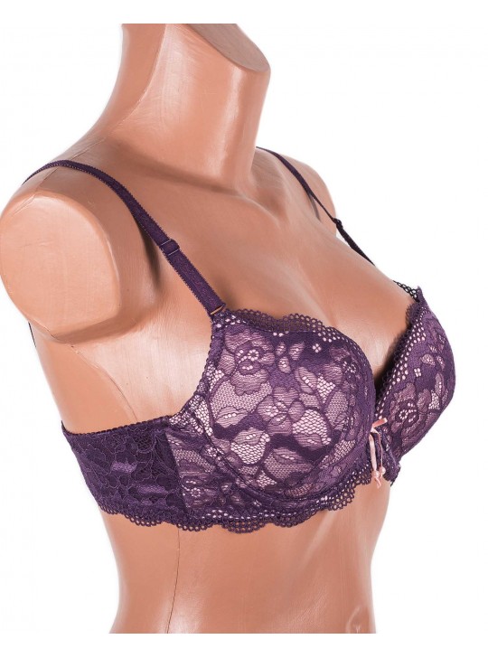 Бюстгальтер пуш ап з мереживною спинкою Anfen 2-013 фіолетовий 2-013-1