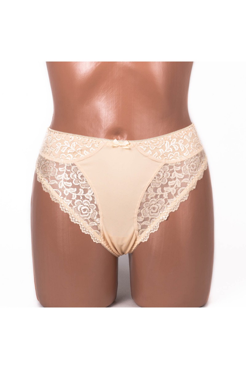 Трусики-стрінги мереживні мікрофібра Anfen 408-55 бежеві 4093-1