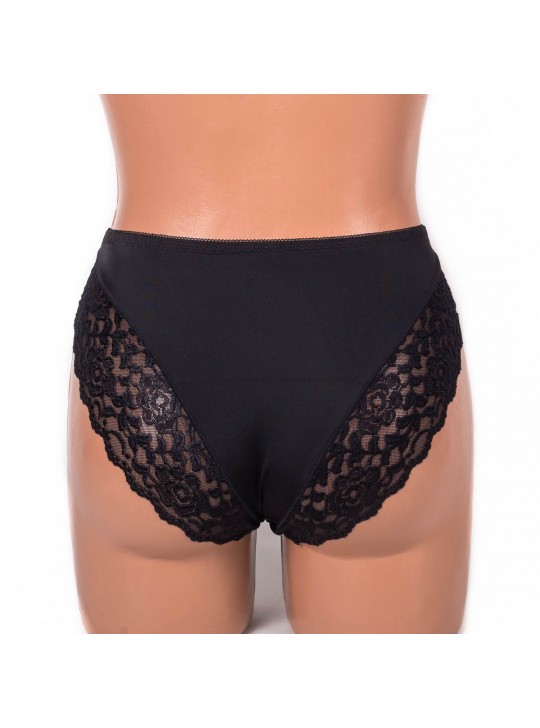 Трусики мереживні з мікрофіброю Anfen 708-33-1 чорні 4092-5