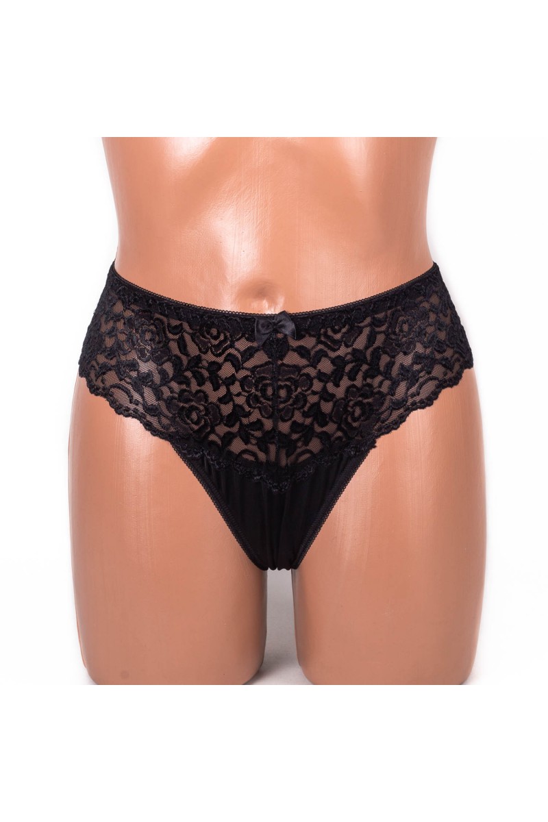 Трусики мереживні з мікрофіброю Anfen 708-33-1 чорні 4092-5
