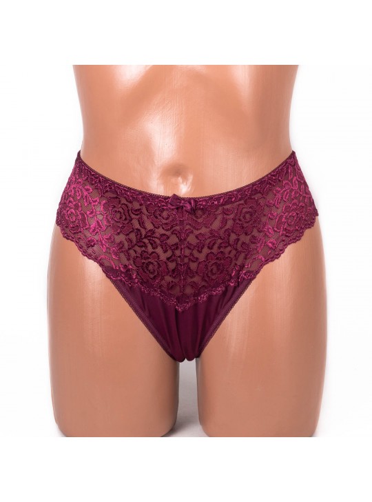 Трусики мереживні з мікрофіброю Anfen 708-33-1 марсала 4092-4