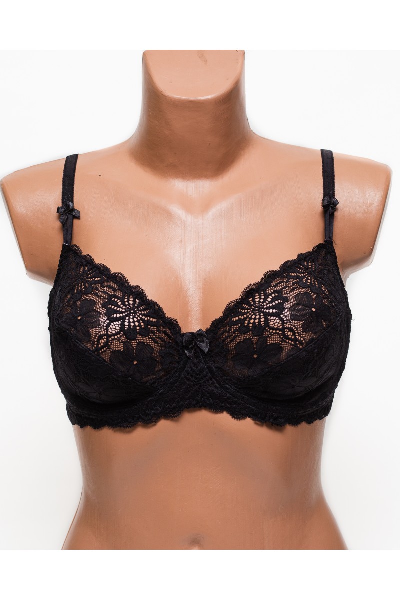 Бюстгальтер кружевной с мягкой чашкой Anfen 833 черный 833-1