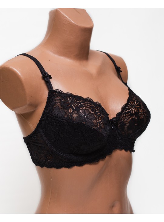 Бюстгальтер кружевной с мягкой чашкой Anfen 833 черный 833-1