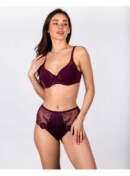 Бюстгальтер на тонкому поролоні з прозорою спинкою Anfen 5015 марсала 5015-1