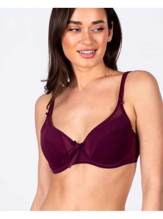 Бюстгальтер на тонкому поролоні з прозорою спинкою Anfen 5015 марсала 5015-1