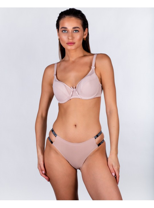 Бюстгальтер на тонкому поролоні з прозорою спинкою Anfen 5015 капучино 5015-4