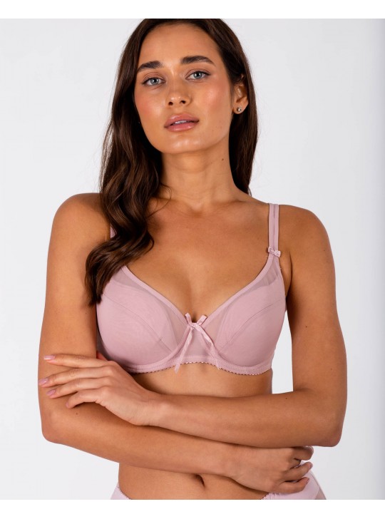 Бюстгальтер на тонкому поролоні з прозорою спинкою Anfen 5015 пудра 5015-5