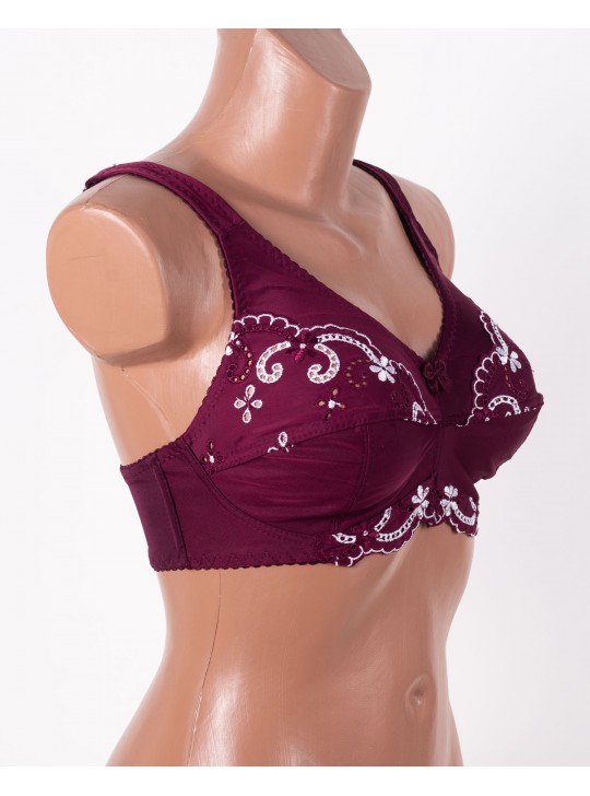 Бюстгальтер з вишивкою без кісточок Jeiccina 2669 марсала 5258-6