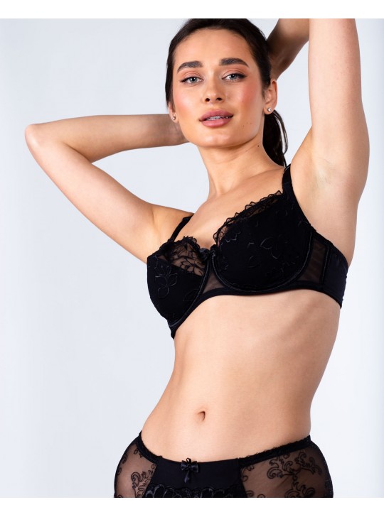 Бюстгальтер з вишивкою Lanny mode 11150 чорний 11150-7