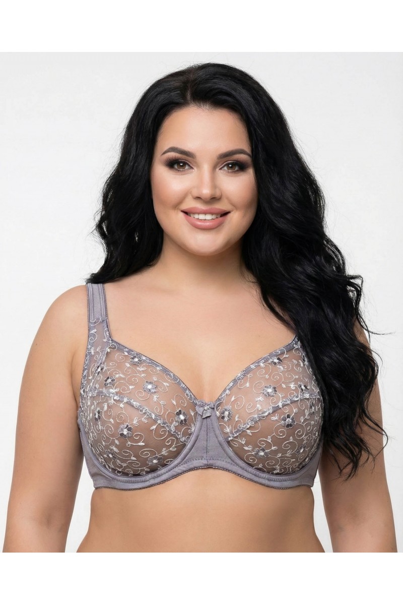 Бюстгальтер з прозорою чашкою Lanny mode 11245 сірий 11245-10 Бюстгальтер з прозорою чашкою Lanny mode 11245 сірий 11245-10