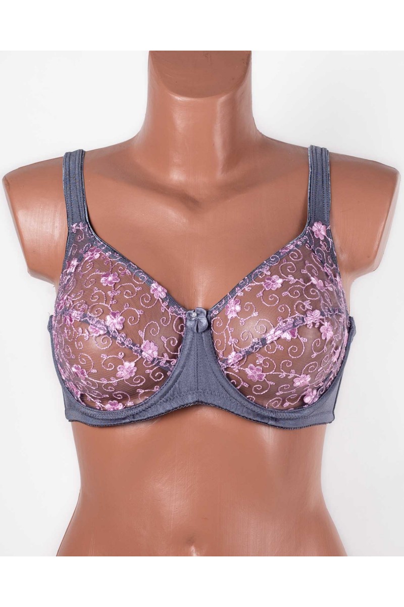 Бюстгальтер з прозорою чашкою Lanny mode 11245 сірий 11245-8