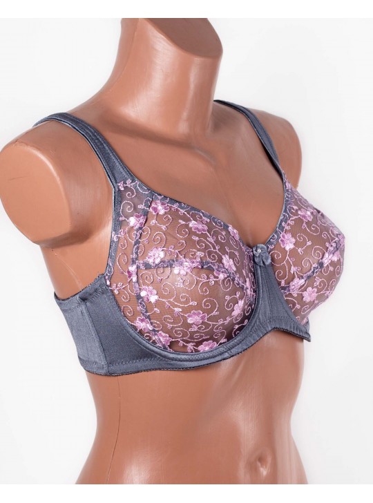 Бюстгальтер з прозорою чашкою Lanny mode 11245 сірий 11245-8