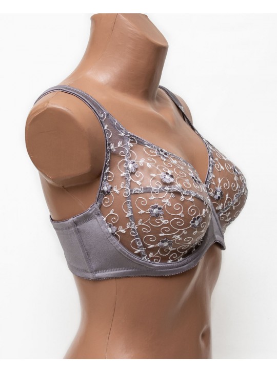 Бюстгальтер з прозорою чашкою Lanny mode 11245 сірий 11245-10 Бюстгальтер з прозорою чашкою Lanny mode 11245 сірий 11245-10