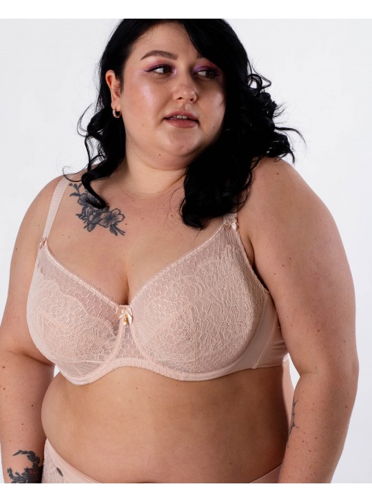 Бюстгальтер з мереживом та вишивкою Lanny mode 11347 бежевий 11347-1