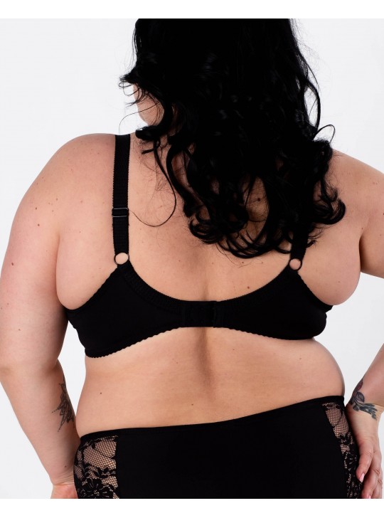 Бюстгальтер з мереживом та вишивкою Lanny mode 11347 чорний з бордо 11347-2
