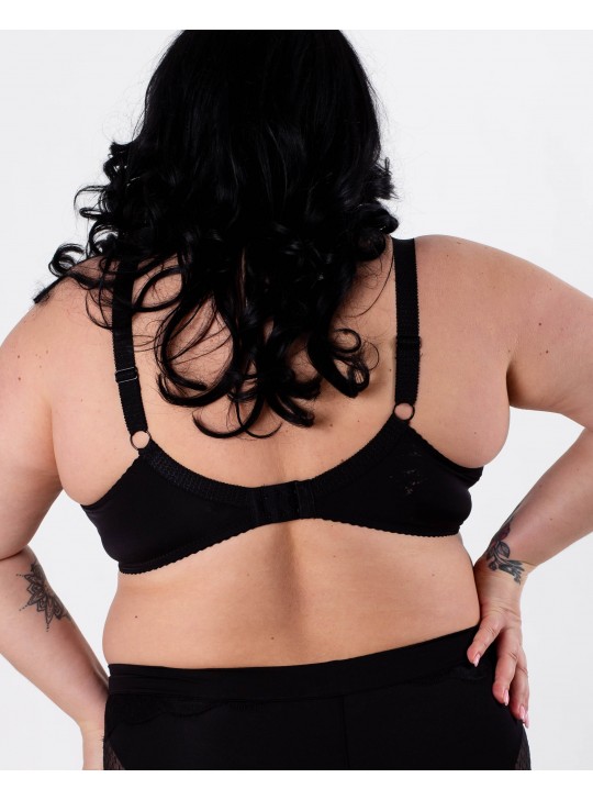 Бюстгальтер з мереживом та вишивкою Lanny mode 11347 чорний з сірим 11347-4