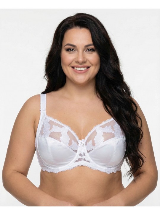 Бюстгальтер Lanny mode атласний з вишивкою 11599 білий 11599-7