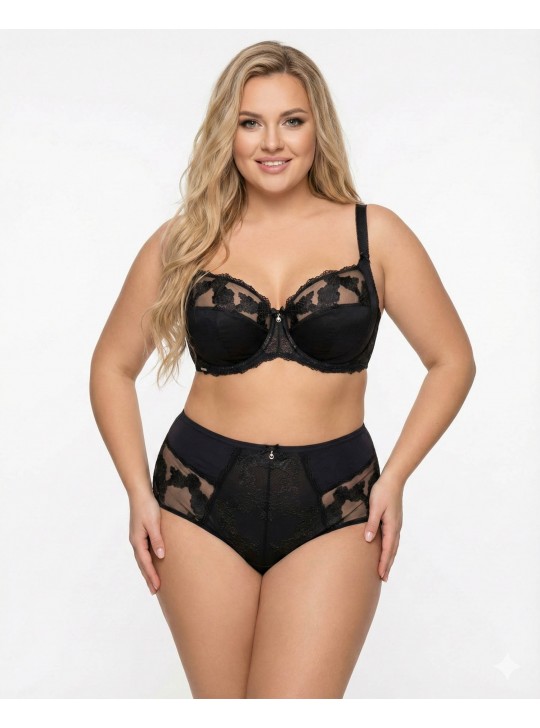 Бюстгальтер Lanny mode атласний з вишивкою 11599 чорний 11599-3