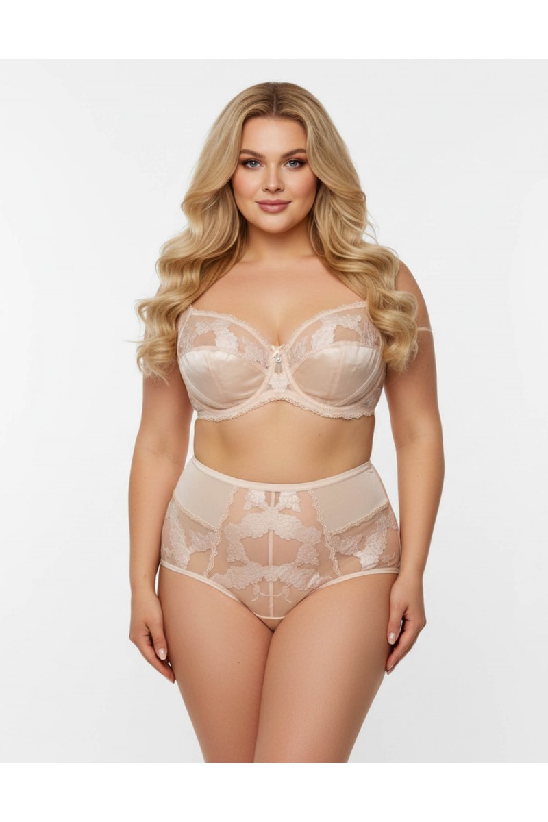Бюстгальтер Lanny mode атласний з вишивкою 11599 бежевий 11599-6