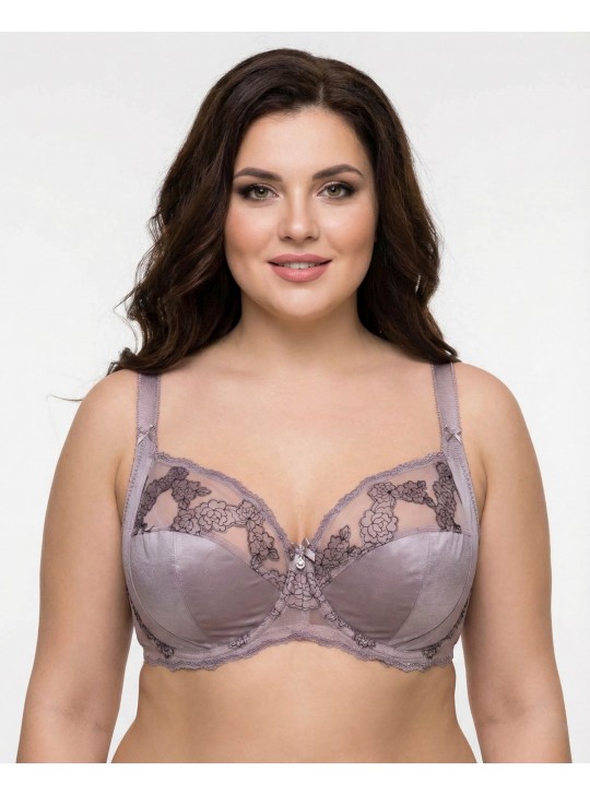 Бюстгальтер Lanny mode атласний з вишивкою 11599 капучіно 11599-4