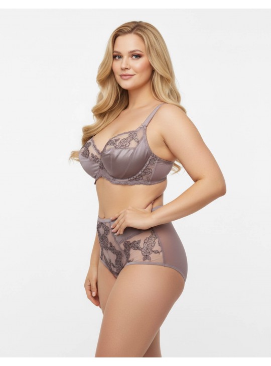 Бюстгальтер Lanny mode атласний з вишивкою 11599 капучіно 11599-4