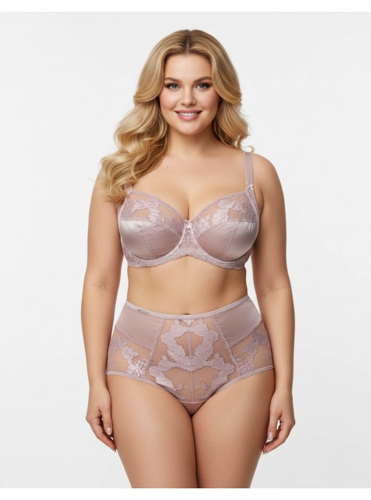 Бюстгальтер Lanny mode атласний з вишивкою 11599 пудра 11599-1