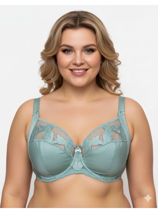 Бюстгальтер Lanny mode атласний з вишивкою 11599 мята 11599-2