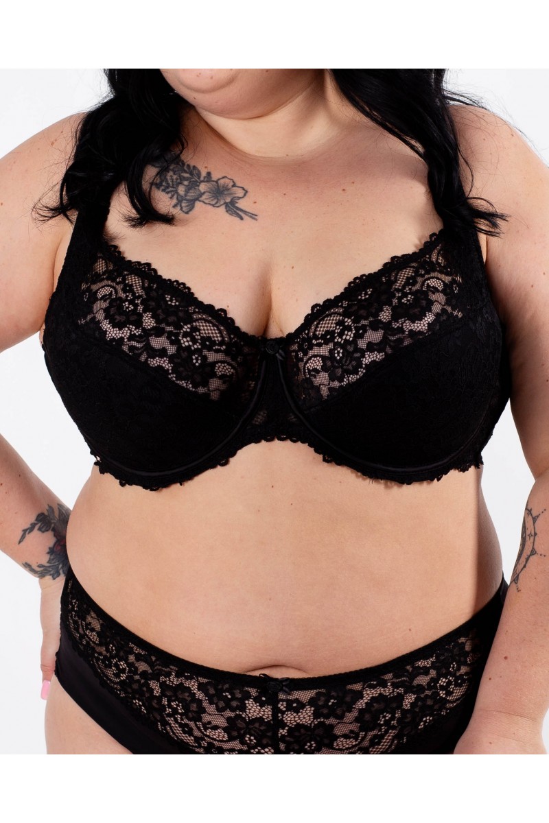 Бюстгальтер мереживний м'яка чашка на тонкому поролоні Lanny mode 11676 чорний 11676-2