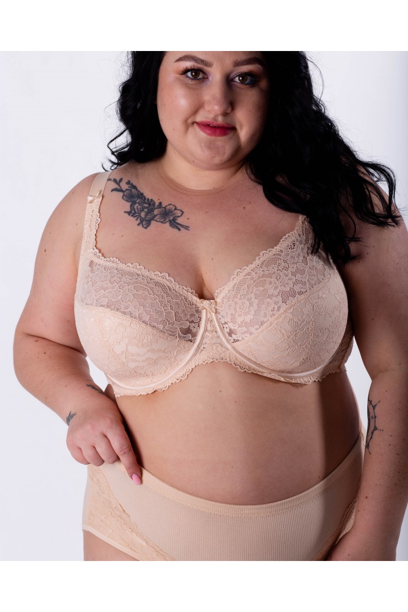 Бюстгальтер мереживний м'яка чашка на тонкому поролоні Lanny mode 11676 бежевий 11676-7