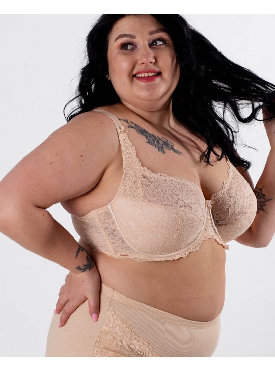 Бюстгальтер мереживний м'яка чашка на тонкому поролоні Lanny mode 11676 бежевий 11676-7