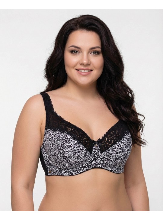 Бюстгальтер бавовняний з м'якою чашкою Lanny mode 11848 чорний з білим 11848-4