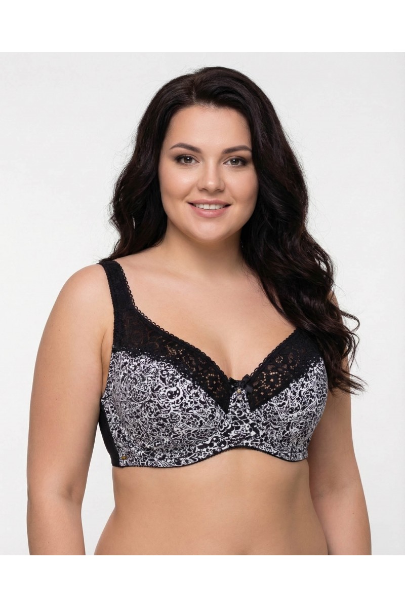 Бюстгальтер бавовняний з м'якою чашкою Lanny mode 11848 чорний з білим 11848-4