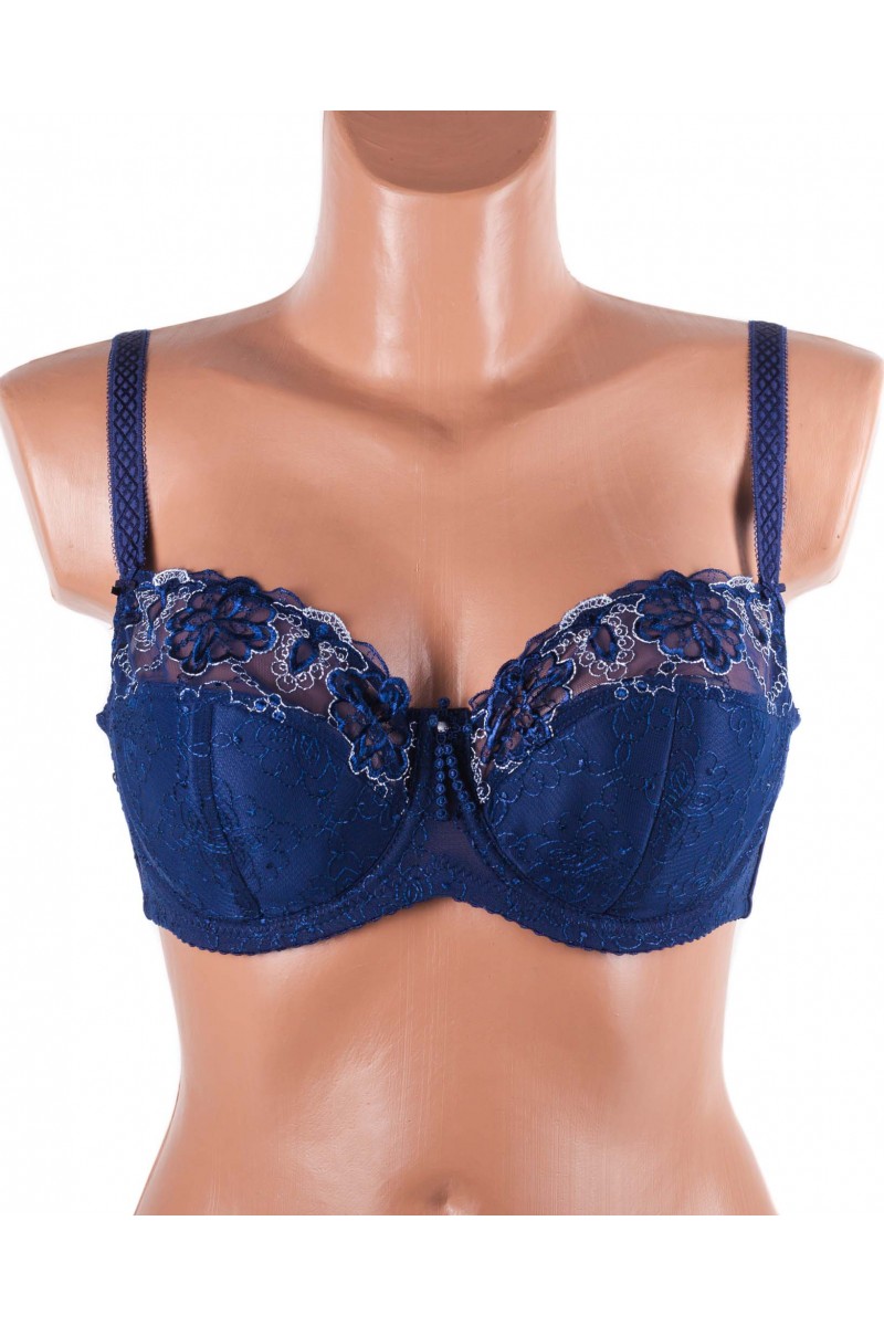 Бюстгальтер м'яка чашка з вишивкою Lanny mode 12839 синій 12839-5