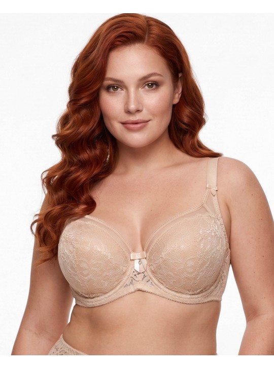 Бюстгальтер мереживний на тонкому ущільнювачі Weiyesi 18002 бежевий 5594-1
