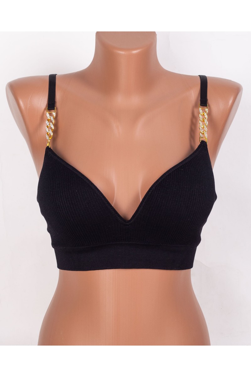 Бюстгальтер без кісточок трикотаж рубчик Wiwi 7520 чорний 5546-2 Бюстгальтер без кісточок трикотаж рубчик Wiwi 7520 чорний 5546-2
