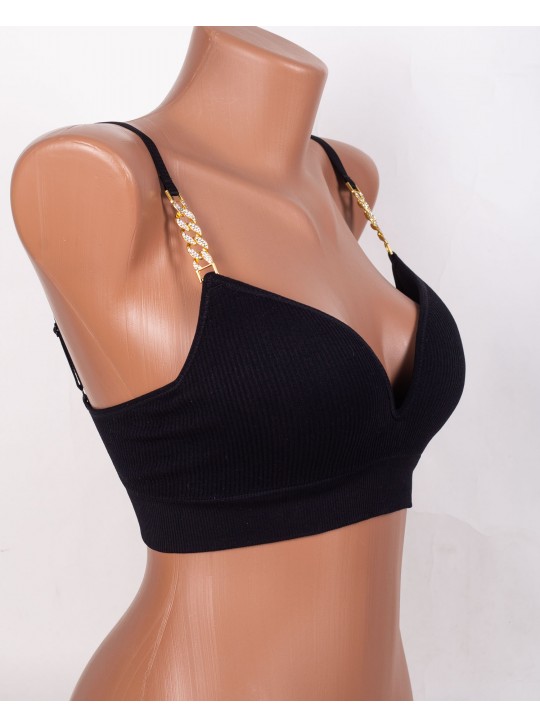 Бюстгальтер без кісточок трикотаж рубчик Wiwi 7520 чорний 5546-2 Бюстгальтер без кісточок трикотаж рубчик Wiwi 7520 чорний 5546-2
