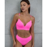 Бюстгальтер без кісточок трикотаж рубчик Wiwi 7520 рожевий неон 5546-5