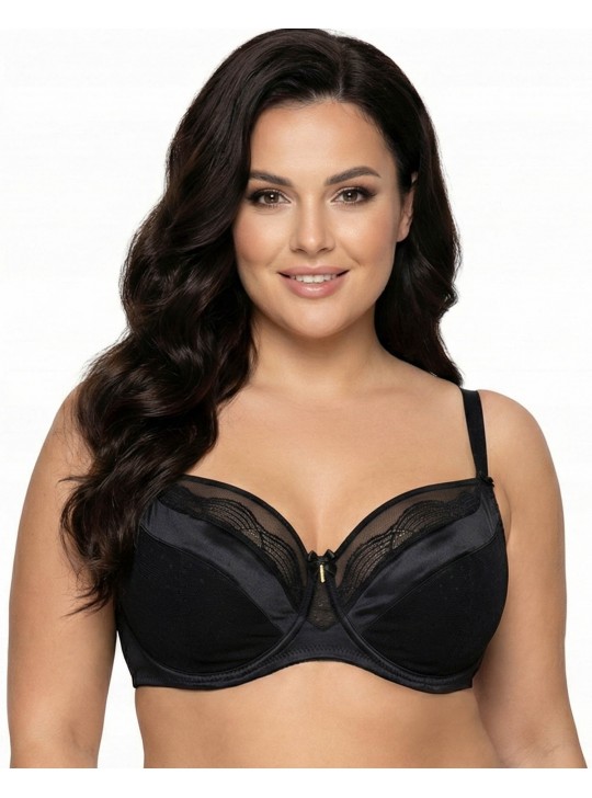 Бюстгальтер Wiwi атласний з сіткою та вишивкою 80012 чорний 5589-4 Бюстгальтер Wiwi атласний з сіткою та вишивкою 80012 чорний 5589-4