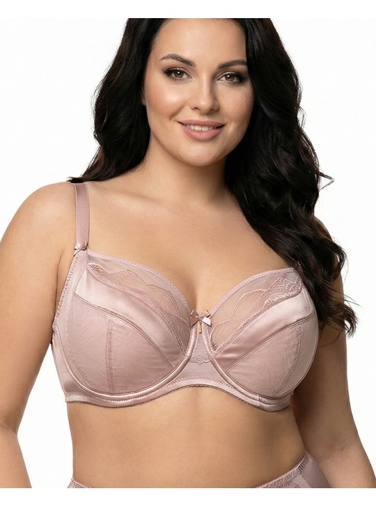 Бюстгальтер Wiwi атласний з сіткою та вишивкою 80012 пудра 5589-1 Бюстгальтер Wiwi атласний з сіткою та вишивкою 80012 пудра 5589-1