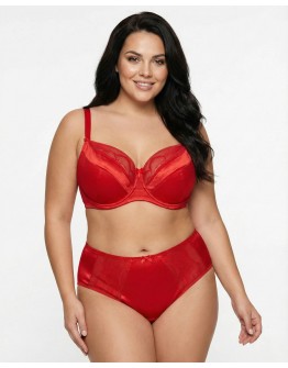 Бюстгальтер Wiwi атласний з сіткою та вишивкою 80012 червоний 5589-2