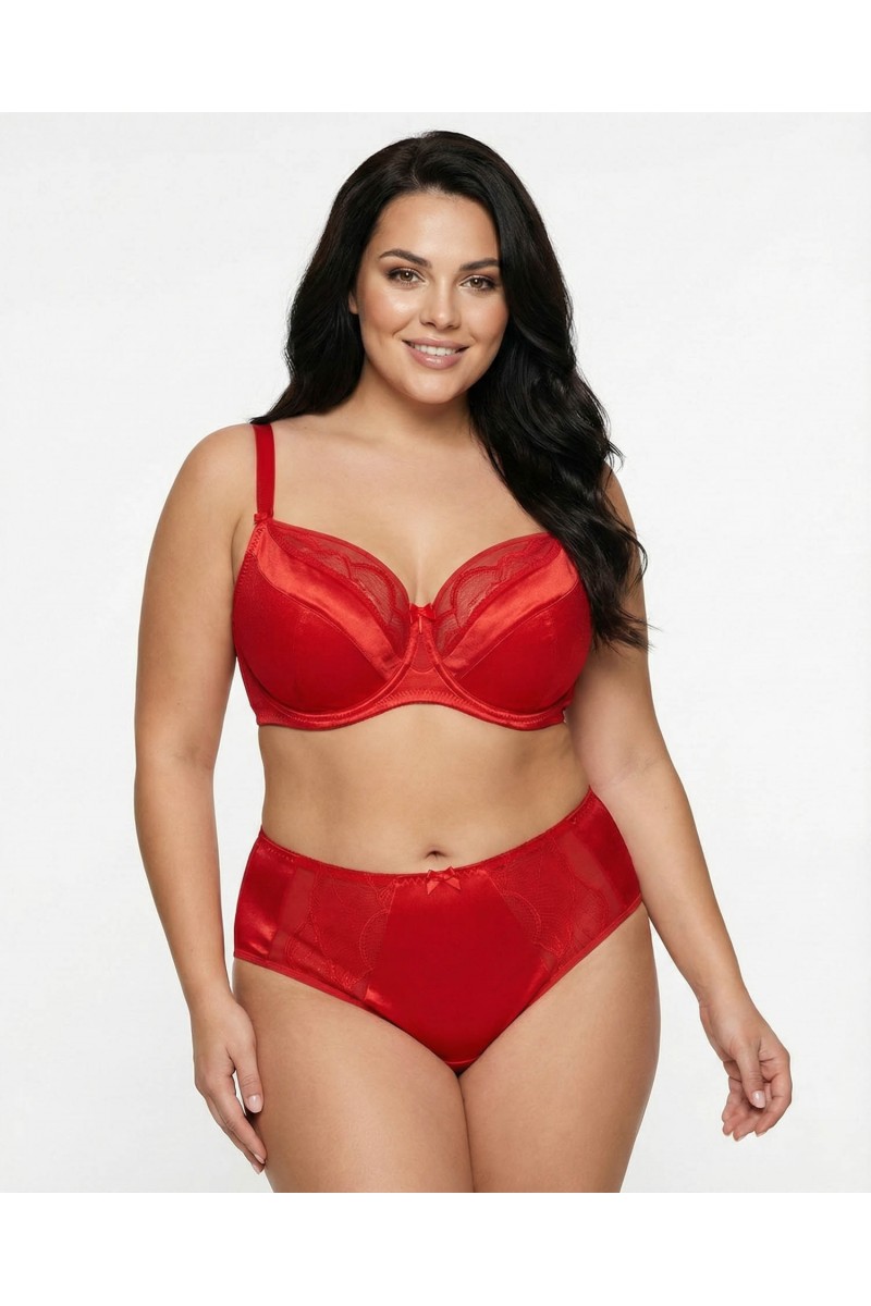 Бюстгальтер Wiwi атласний з сіткою та вишивкою 80012 червоний 5589-2