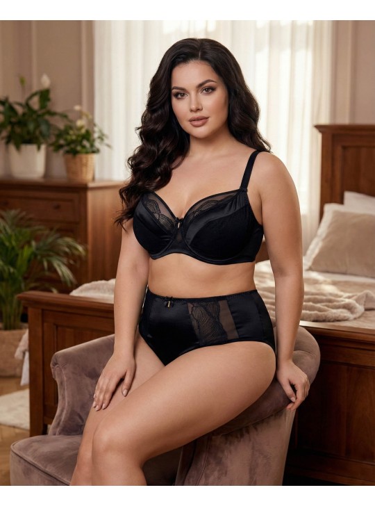 Бюстгальтер Wiwi атласний з сіткою та вишивкою 80012 чорний 5589-4 Бюстгальтер Wiwi атласний з сіткою та вишивкою 80012 чорний 5589-4