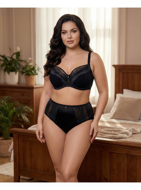 Бюстгальтер Wiwi атласний з сіткою та вишивкою 80012 чорний 5589-4 Бюстгальтер Wiwi атласний з сіткою та вишивкою 80012 чорний 5589-4