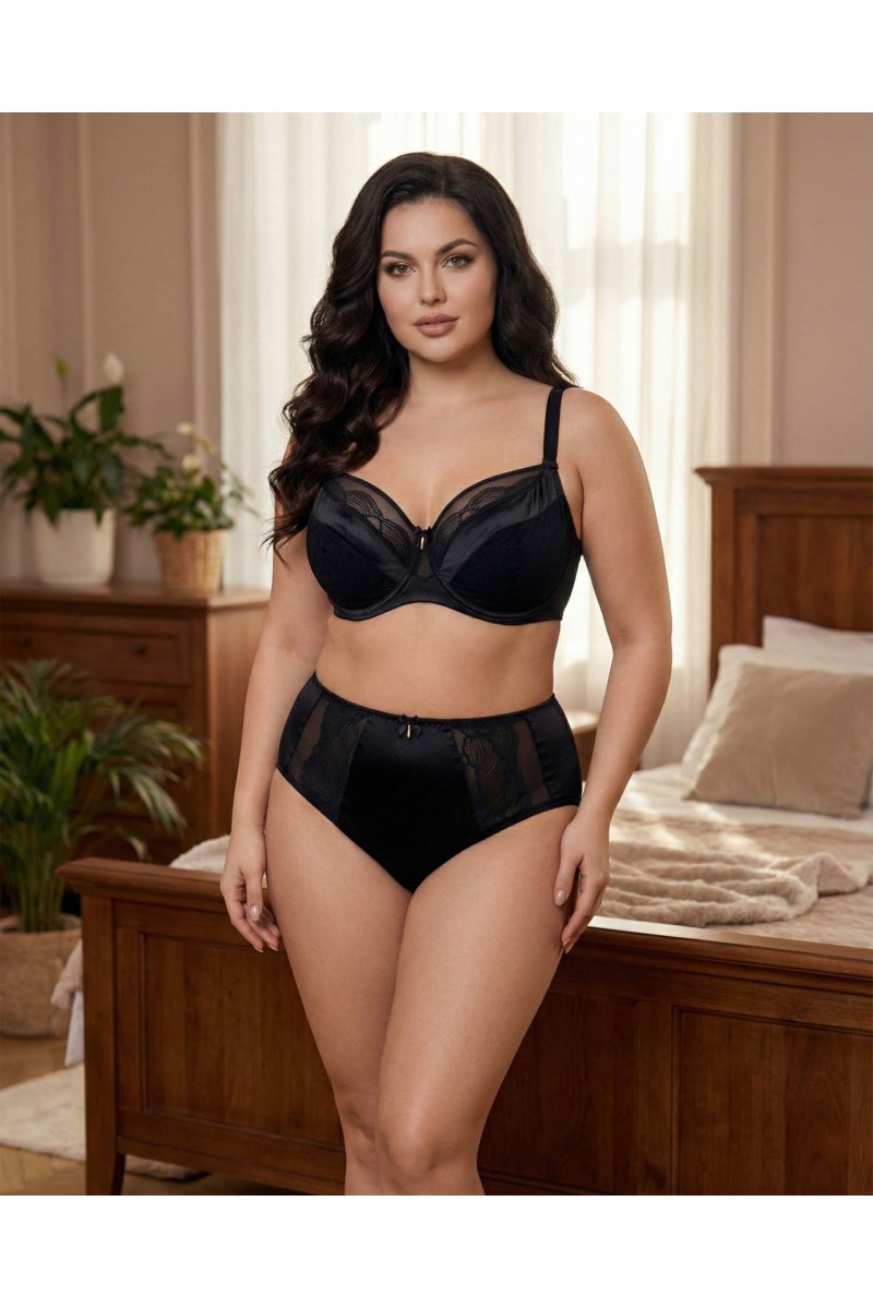 Бюстгальтер Wiwi атласний з сіткою та вишивкою 80012 чорний 5589-4 Бюстгальтер Wiwi атласний з сіткою та вишивкою 80012 чорний 5589-4