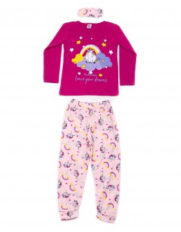 Пижама для девочки Mini moon 6061 единорог розовая 9009-1