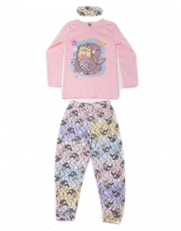 Пижама для девочки Mini moon 2047 котик-рыбка розовая 9001-1