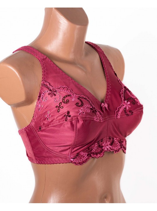 Бюстгальтер з вишивкою без кісточок Jeiccina 2669 малиновий 5258-5