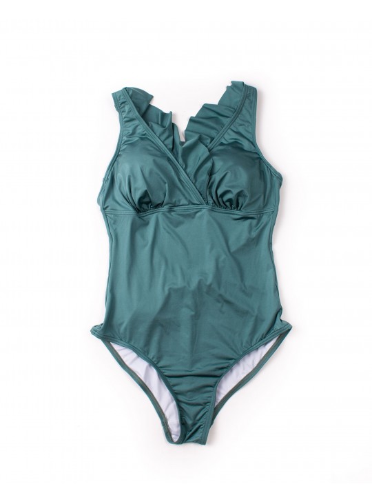 Купальник цільний з рюшем Atlantic 61083 оливковий 1022-1