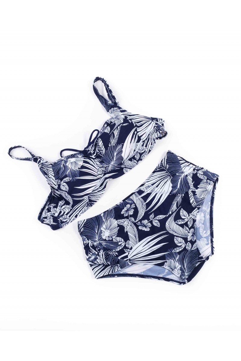 Купальник роздільний м'яка чашка з поролоновою вставкою Samegame 619 чашка С синій з білим 1011-4